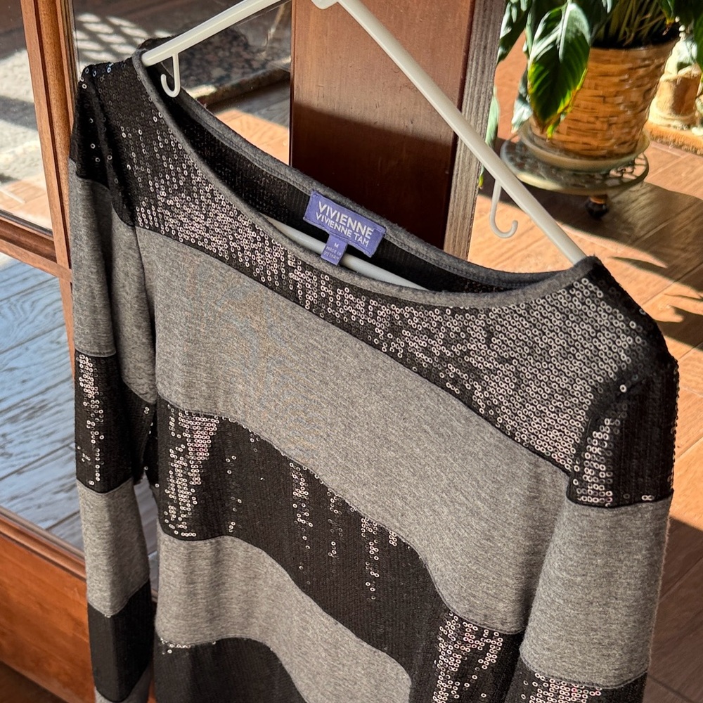 Vivienne Tam Gray Sequin Top from Saks off 5th.